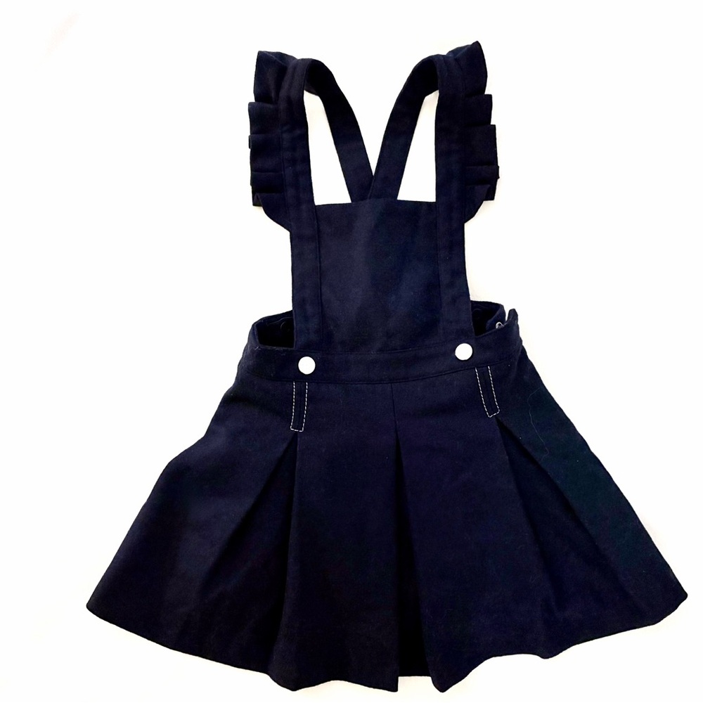 Jacadi 3A (96cm) Navy Wool Pinafore Dress NWT